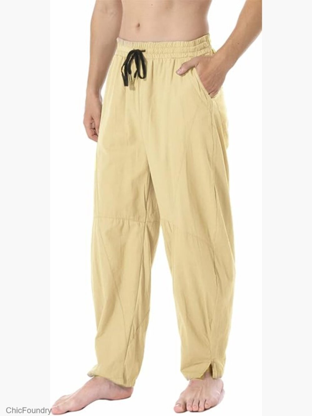 Linen Cotton Loose Fit Elastic Waist Summer Beach Pants